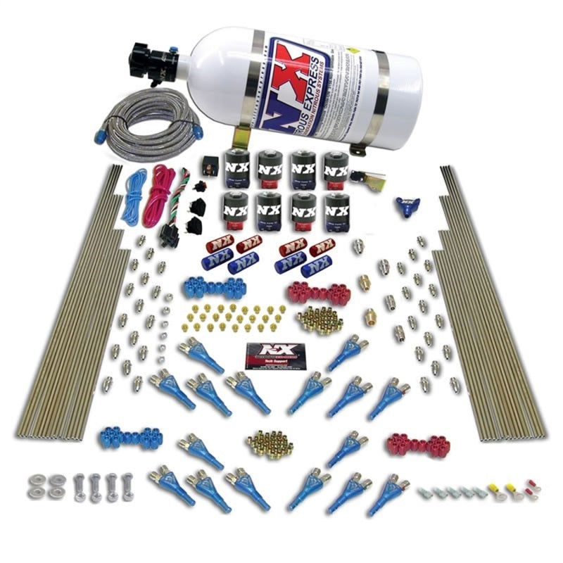Nitrous Express Shark Dual Stage/Gas 16 Nozzles 8 Solenoids Nitrous Kit (200-1200HP) w/10lb Bottle 90008-10 90008-10 Photo - Primary
