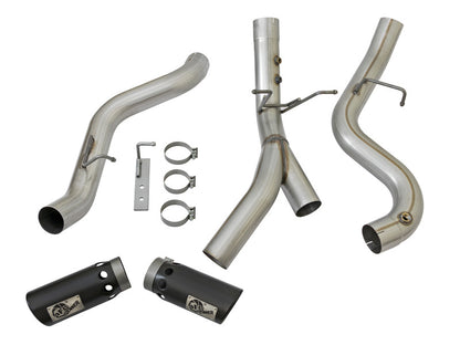aFe Large Bore-HD 4in 409 Stainless Steel DPF-Back Exhaust System w/Dual B 49-44086-B Photo - Unmounted