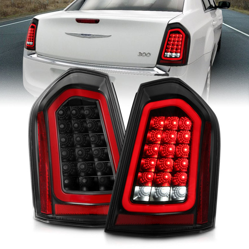 ANZO 11-14 Chrysler 300 LED Taillights Black w/ Sequential 321343 321343 Photo - Primary