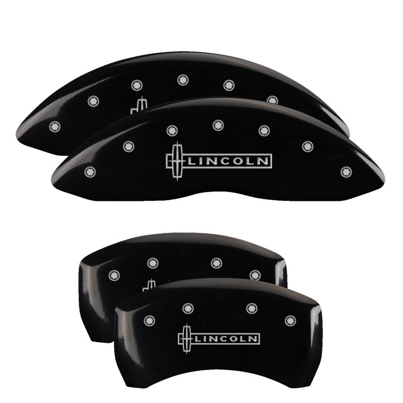 MGP 4 Caliper Covers Engraved Front & Rear Lincoln Black finish silver ch 36019SLCNBK 36019SLCNBK Photo - Primary