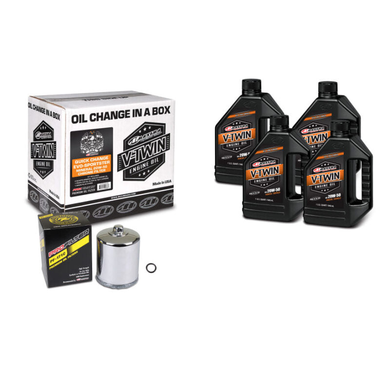 Maxima V-Twin Quick Change Kit Synthetic w/ Chrome Filter Twin Cam 90-119014PC