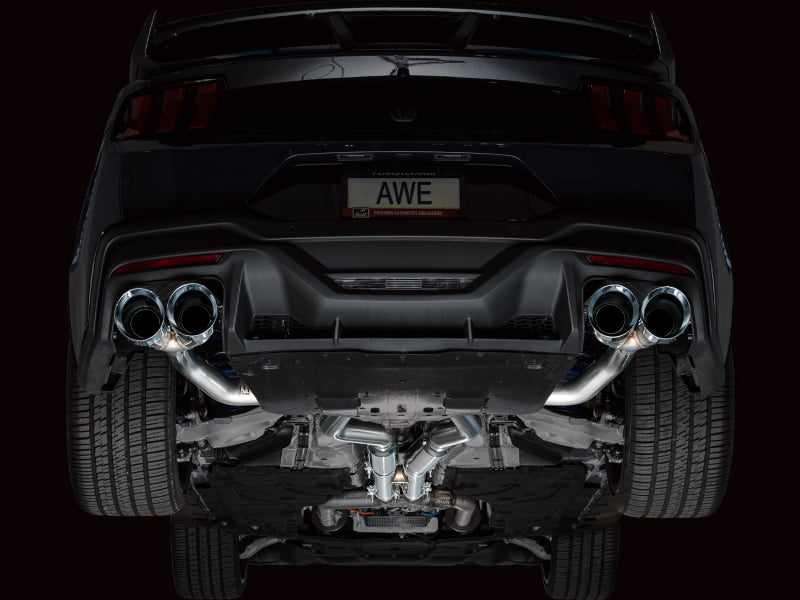 AWE Tuning AWE 2024 Ford Mustang Dark Horse S650 RWD Track Edition Catback Exhaust w/ Quad Chrome Silver Tips 3020-42375 3020-42375 Photo - Mounted