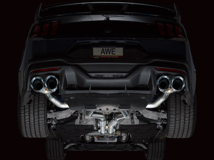 AWE Tuning AWE 2024 Ford Mustang Dark Horse S650 RWD Track Edition Catback Exhaust w/ Quad Chrome Silver Tips 3020-42375 3020-42375 Photo - Mounted