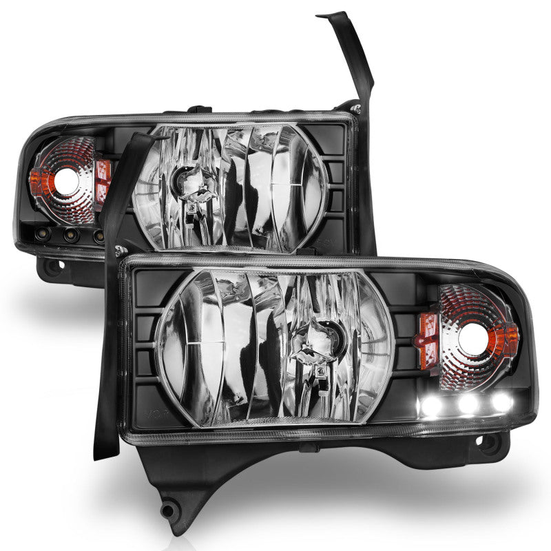 Anzo 1994-2001 Dodge Ram Crystal Headlights Black w/ LED 111205 Photo - Unmounted