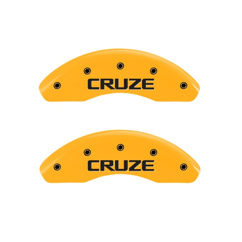 MGP Front set 2 Caliper Covers Engraved Front Cruze Yellow finish black ch 14012FCRZYL 14012FCRZYL Photo - Primary