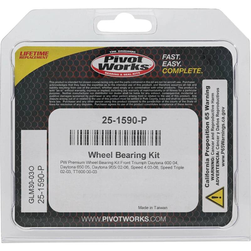 Pivot Works Triumph Wheel Bearing Kit Premium Bearings 25-1590-P 25-1590-P Photo - Primary