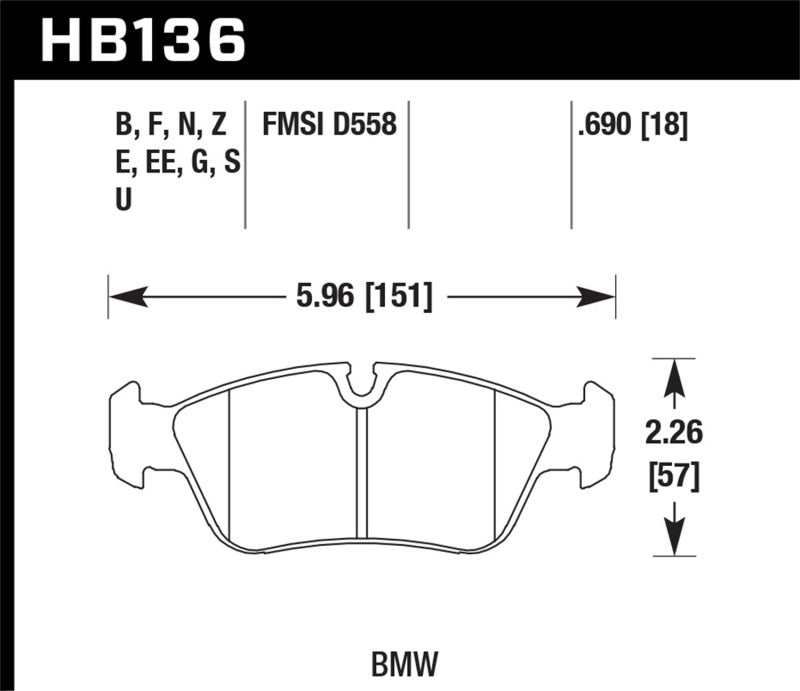 Hawk Ceramic Brake Pads Front BMW 318Is Base 1992-1995 HB136Z.690 Photo - Primary