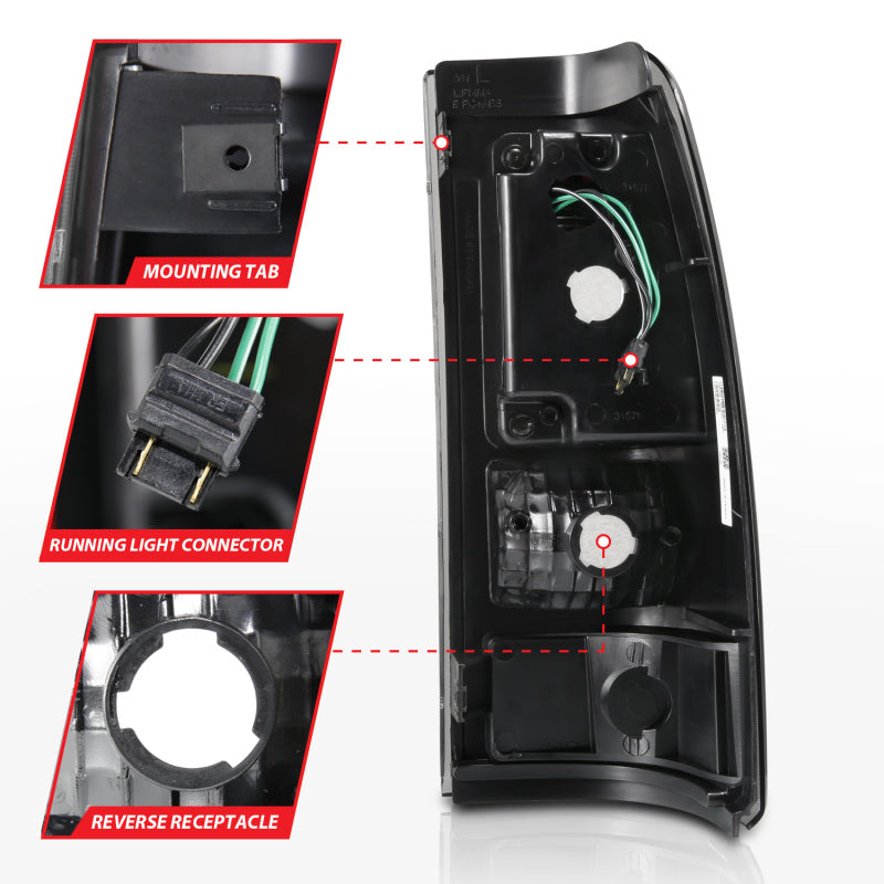ANZO 2003-2006 Chevy Silverado 1500 LED Taillights Plank Style Black w/Clear Lens 311327 311327 Photo - Unmounted