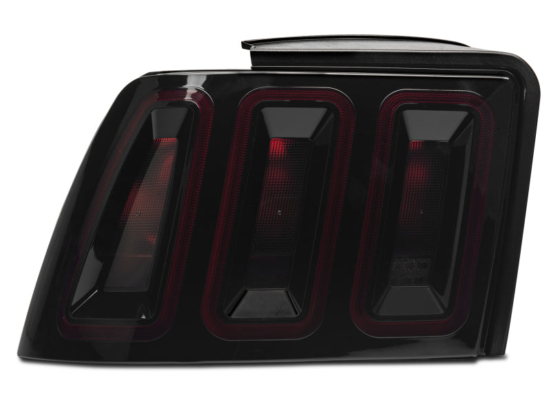 Raxiom 99-04 Ford Mustang Excluding 99-01 Cobra Icon LED Tail Lights- Black Housing (Smoked Lens) 100807 100807 Photo - Close Up