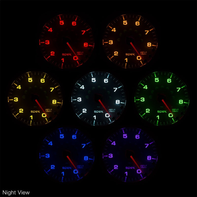 Autometer Spek-Pro Gauge Tach 2 1/16in 11K Rpm W/ Shift Light & Peak Mem Blk/Chrm P33631 P33631 User 2