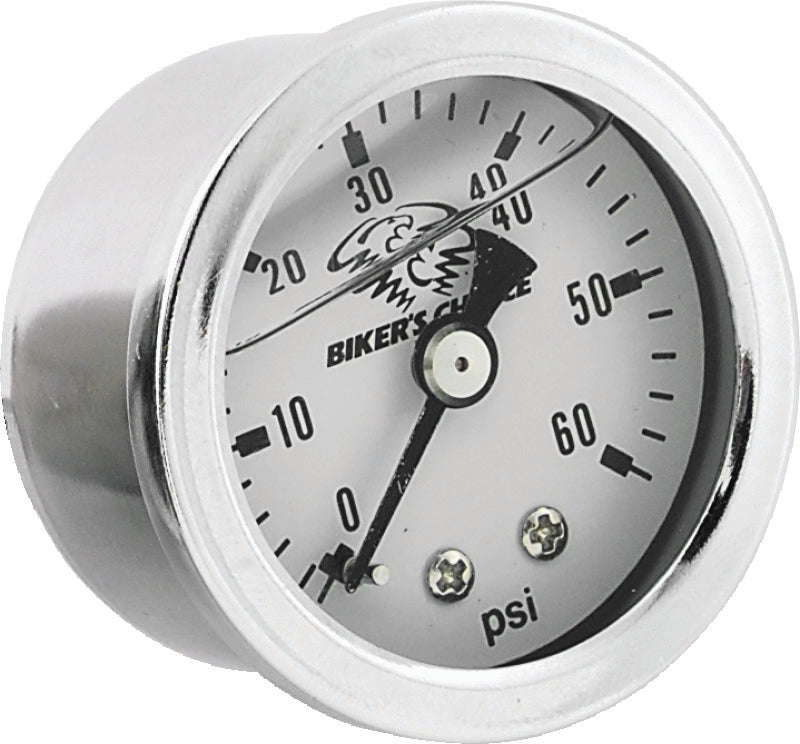 Bikers Choice White Face Liquid Filled Oil Pressure Gauge 0-60 Psi 1/8 NPT 210077 210077 Photo - Primary
