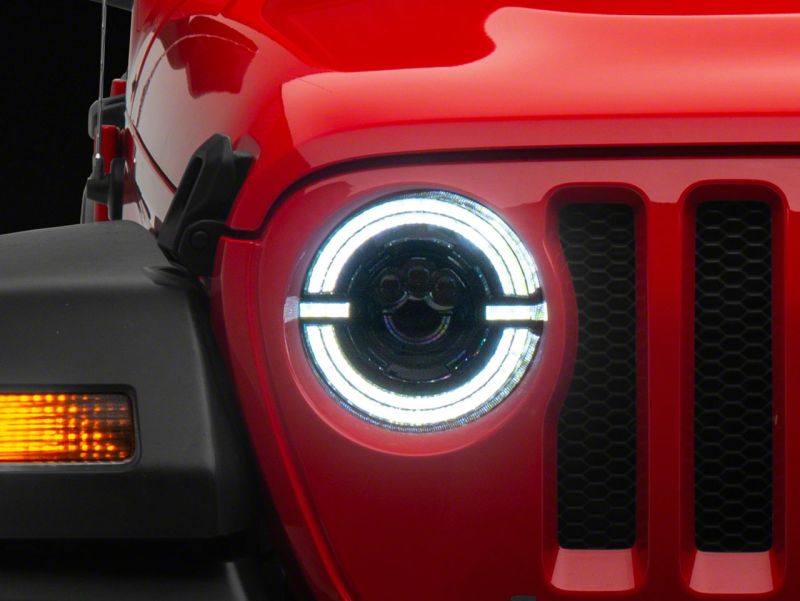 Raxiom 18-23 Jeep Wrangler JL Axial Series 9-In LED Angel Eye Headlights- Blk Housing (Clear Lens) J167045 J167045 Photo - Close Up