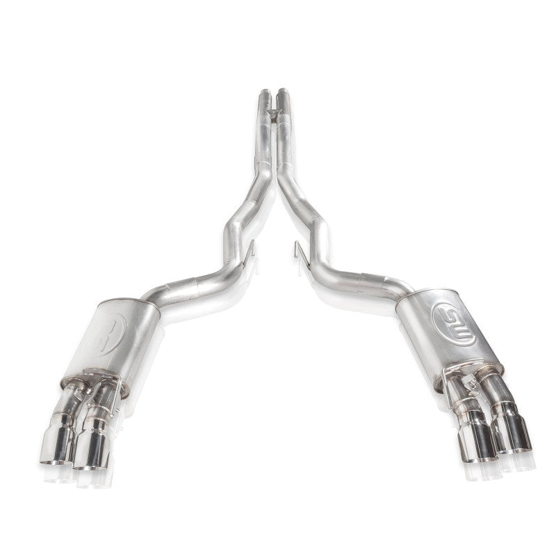 Stainless Works 2018+ Ford Mustang GT 3in Redline Series Catback H-Pipe w/Active Valves & Quad Tips M18CBHFCV M18CBHFCV Photo - Unmounted