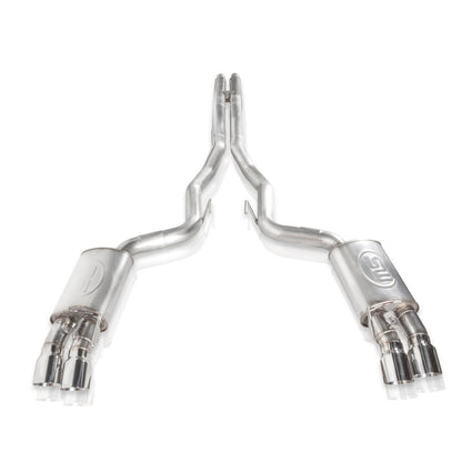 Stainless Works 2018+ Ford Mustang GT 3in Redline Series Catback H-Pipe w/Active Valves & Quad Tips M18CBHFCV M18CBHFCV Photo - Unmounted