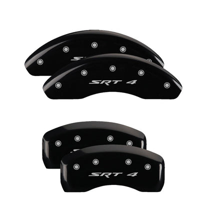 MGP 4 Caliper Covers Engraved Front & Rear SRT4 Black finish silver ch 12127SSR4BK 12127SSR4BK Photo - Primary