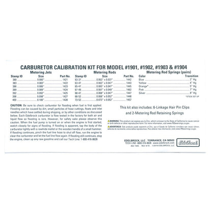 Edelbrock AVS2 Series Carburetor Calibration Kit 1940 Photo - Unmounted