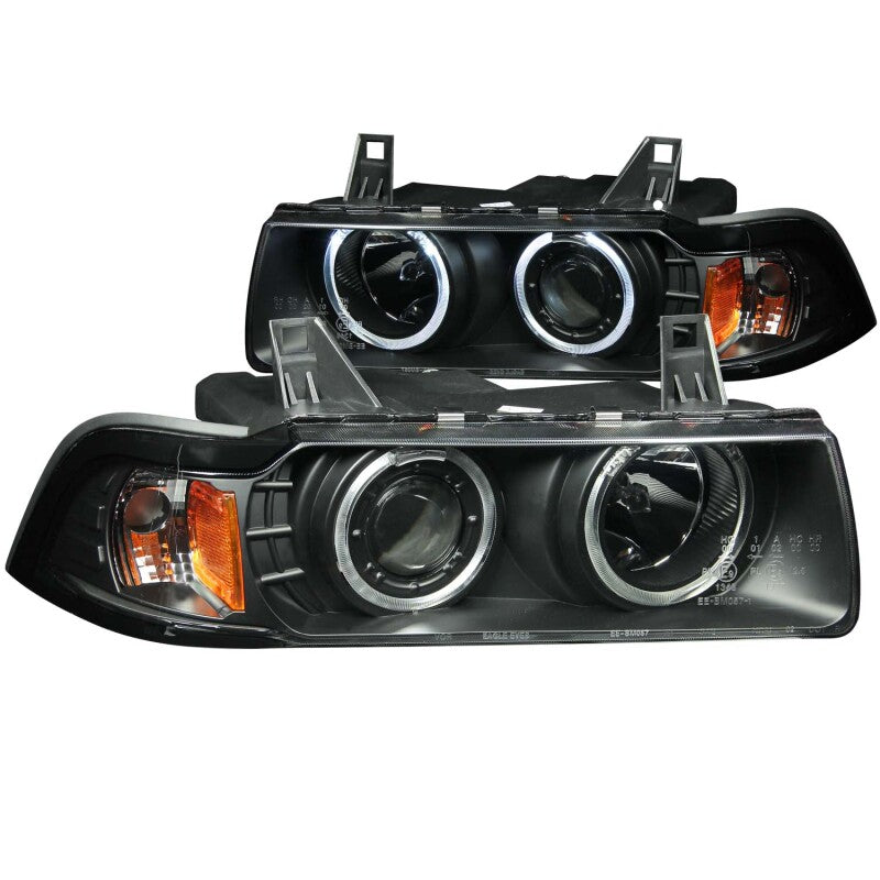 Anzo 1992-1998 BMW 3 Series E36 Projector Headlights w/ Halo Black (CCFL) G 121011 Photo - Primary