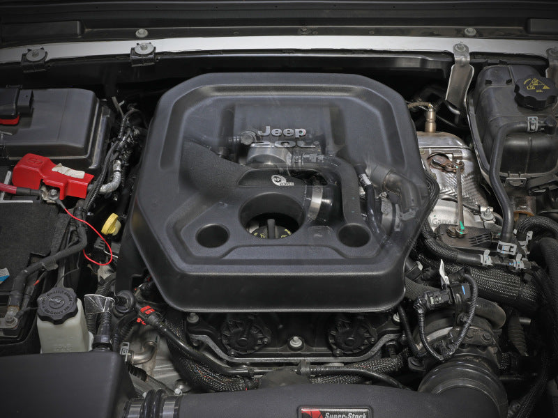 aFe BladeRunner 2 1/2in Intercooler Hot Side Charge Pipe 18-21 Jeep Wrangler JL L4-2.0L (t) - Black 46-20468-B 46-20468-B Photo - Mounted
