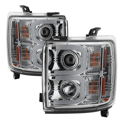 Spyder Chevy Silverado 2014-16 2500 HD Projector Headlights Light Bar DRL Chrm PRO-YD-CSHD14-LBDRL-C 5081049 5081049 Photo - Primary