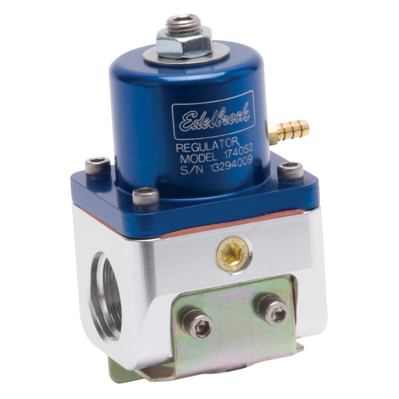 Edelbrock Fuel Pressure Regulator Carbureted 180 GPH 5-10 PSI -10 In/Out -6 Return Blue/Clear 174052 174052 Photo - Primary