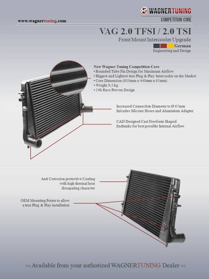 Wagner Tuning VAG 2.0L TFSI/TSI Competition Intercooler Kit 200001034 200001034 Photo - Primary
