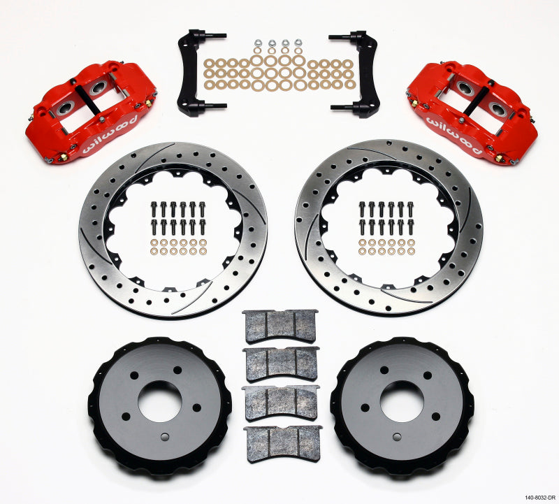 Wilwood Narrow Superlite 4R Rear Kit 12.88in Drilled Red 97-04 Corvette C5/Z06 140-8032-DR 140-8032-DR Photo - Primary