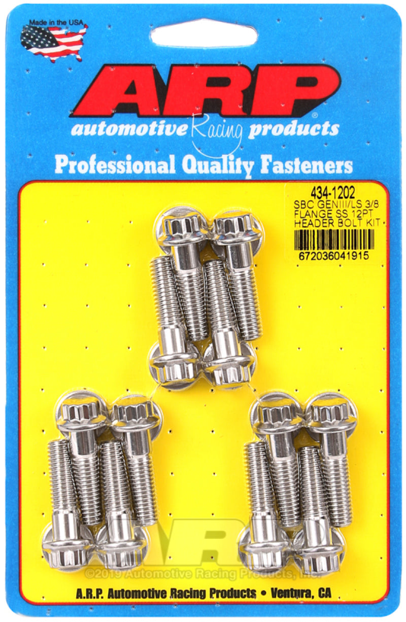 ARP SBC/GENIII LS 3/8 Flange SS 12pt Header Bolt Kit 434-1202 Photo - Primary