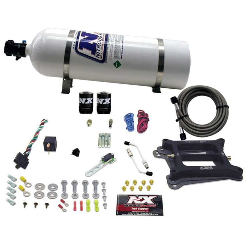 Nitrous Express 4150 4-BBL/Gasoline Nitrous Kit (100-500HP) w/15lb Bottle 50040-15 50040-15 Photo - Primary