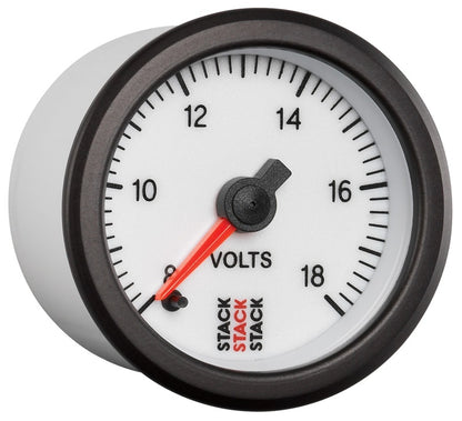 Autometer Stack 52mm 8-18V Pro Stepper Motor Battery Voltage Gauge - White ST3366 ST3366 User 5