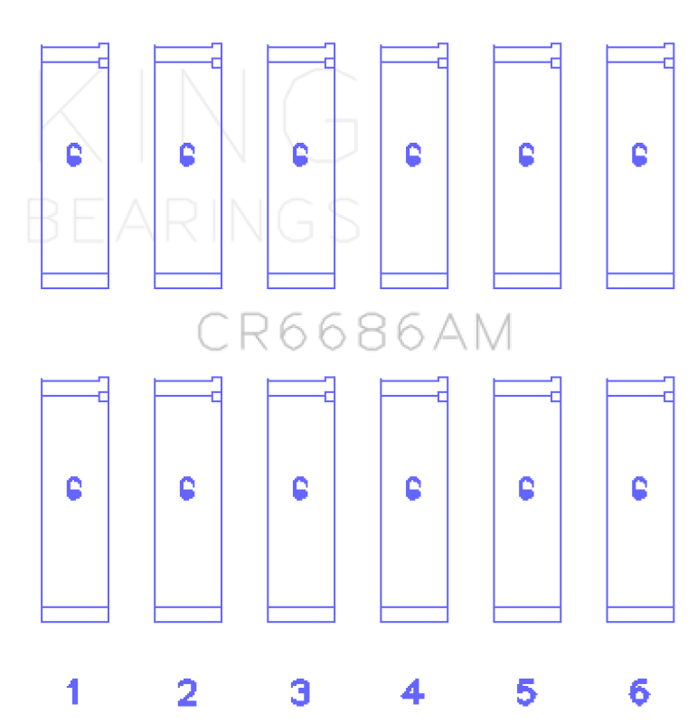 King Engine Bearings Toyota 1Mzfe (Size +0.25mm) Connecting Rod Bearing Set CR6686AM0.25 CR6686AM0.25 Photo - Primary