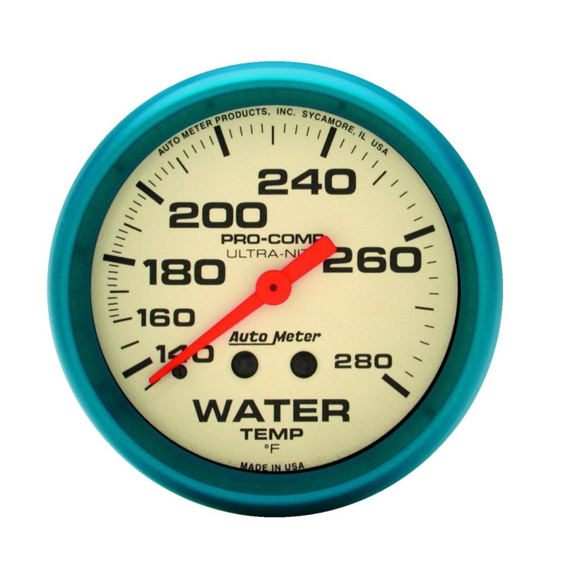 Autometer 2-5/8" Water Temperature, 140-280 °F, 6 Ft., Mechanical, Ultra-Nite 4531 Photo - Primary