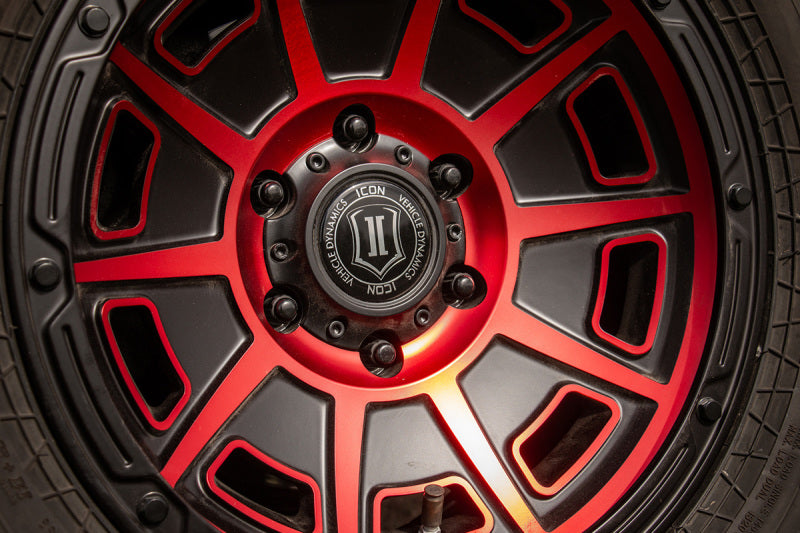 ICON Victory 17x8.5 5x4.5 0mm Offset 4.75in BS Satin Black w/Red Tint Wheel 3017856547SBRT 3017856547SBRT Photo - Close Up