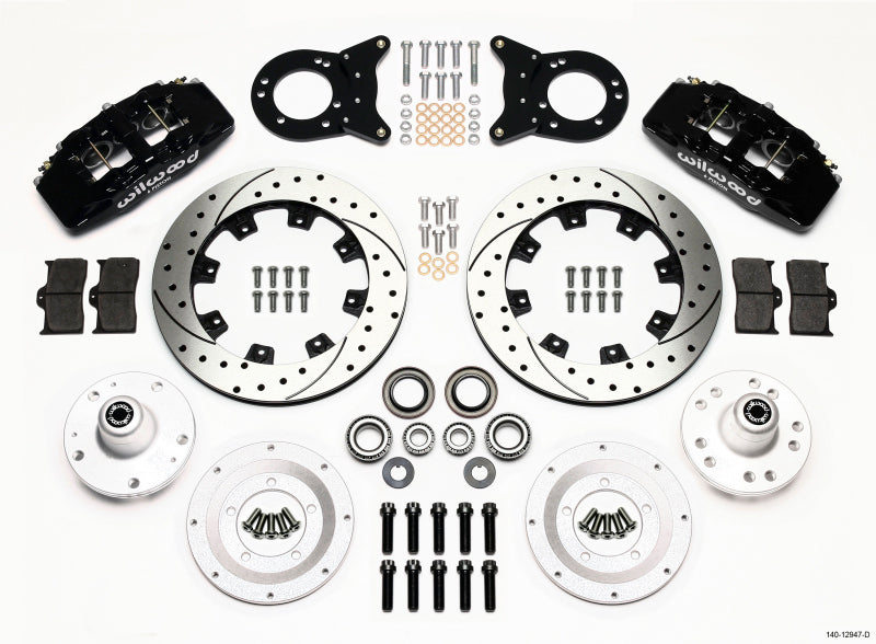Wilwood Dynapro 6 Front Hub Kit 12.19in Drilled 1965-1969 Mustang Disc & Drum Spindle 140-12947-D 140-12947-D Photo - Primary