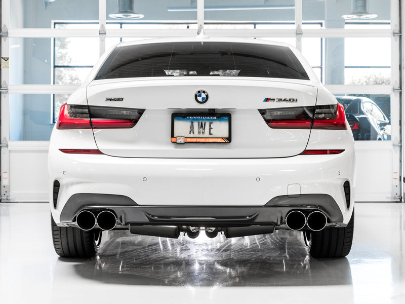 AWE Tuning 2019+ BMW M340i (G20) Track Edition Exhaust - Quad Chrome Silver Tips 3020-42078 3020-42078 Photo - Mounted