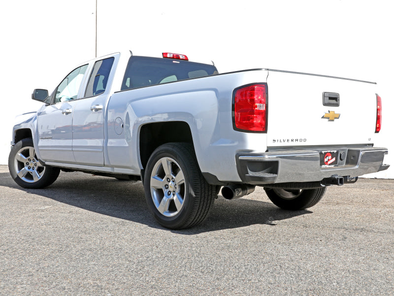 aFe Gemini XV 3in 304 SS Cat-Back Exhaust w/ Cutout 14-19 GM Trucks 4.3L/5.3L w/ Black Tips 49-34132-B 49-34132-B Photo - Mounted