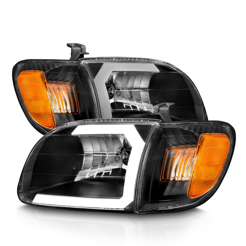ANZO 00-04 Toyota Tundra (Fits Reg/Acc Cab Only) Crystal Headlights w/Light Bar Black w/Corner Light 111579 111579 Photo - Unmounted