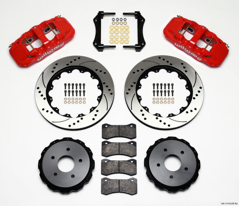 Wilwood AERO4 Rear Kit 14.00in Drilled Red 97-04 Corvette C5/Z06 05-13 C6 140-11119-DR 140-11119-DR Photo - Primary