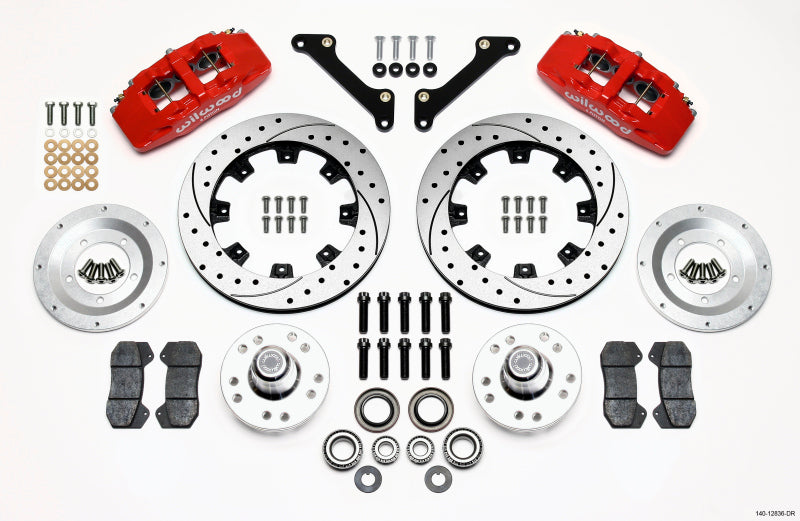 Wilwood DP6A Front Hub Kit, 12.19", Drilled, Red, 79-81 Camaro 140-12836-DR Photo - Primary