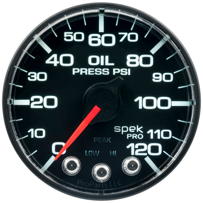 Autometer Spek-Pro Gauge Oil Press 2 1/16in 120psi Stepper Motor W/Peak & Warn Blk/Blk P325324 P325324 User 1