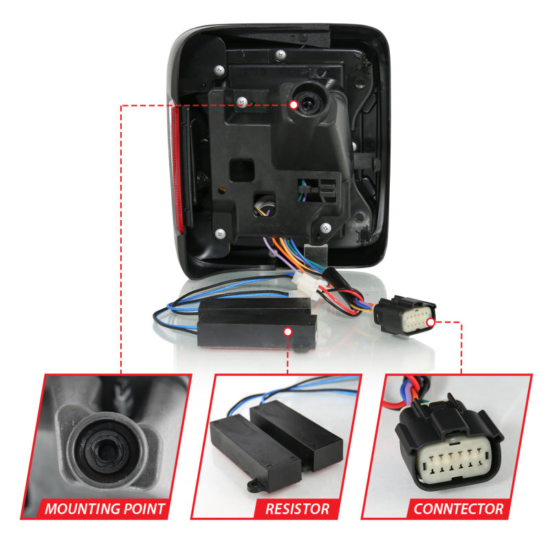 ANZO 18-19 Jeep Wrangler JL LED Taillights Black 311295 311295 Photo - lifestyle view