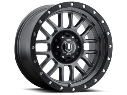 ICON Alpha 17x8.5 5x5 0mm Offset 4.75in BS 71.5mm Bore Gun Metal Wheel 1217857347GM 1217857347GM Photo - Primary