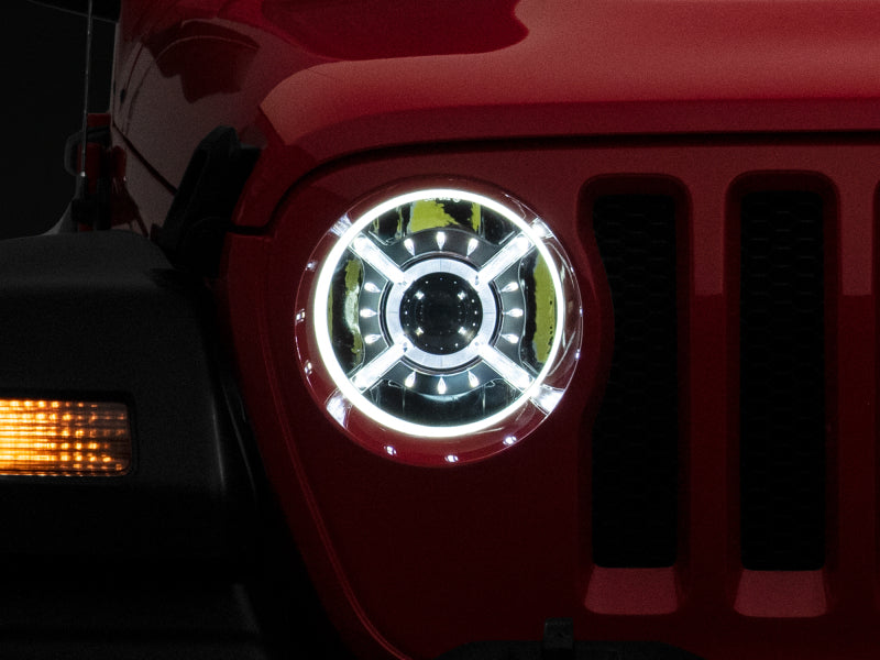 Raxiom 18-22 Jeep Wrangler JL/ JT 9-Inch LED Headlights w/ DRL and Halo- Black Housing (Clear Lens) J137646 J137646 Photo - Close Up