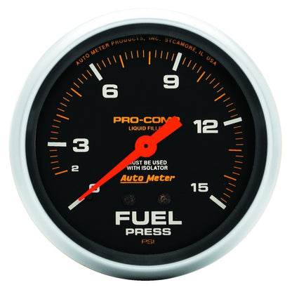 Autometer 15 Psi Fuel Press. Gauge ATM5413 5413 Photo - Primary