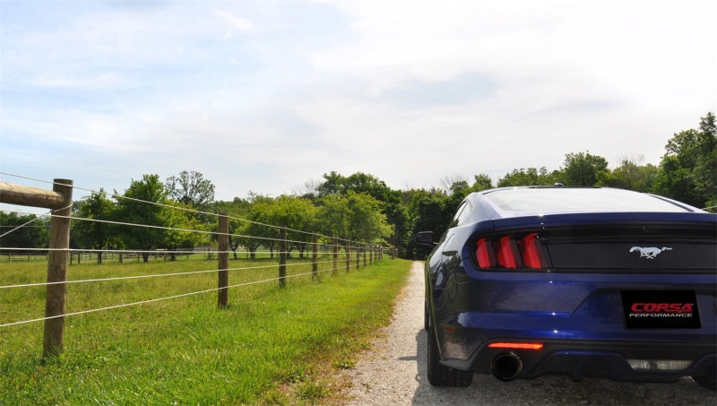Corsa Performance 15-16 Ford Mustang Eco Boost 2.3T Sport 3in Cat-Back 14343BLK Photo - Mounted