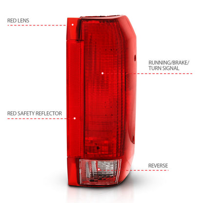 ANZO 1992-1996 Ford Bronco Taillight Red/Clear Lens (OE Replacement) 311306 311306 Photo - Unmounted