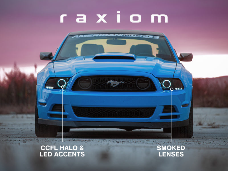 Raxiom 13-14 Ford Mustang w/ Factory HIDLED Halo Projector Headlights- Black Housing (Smoked Lens) 49170 49170 Photo - Close Up