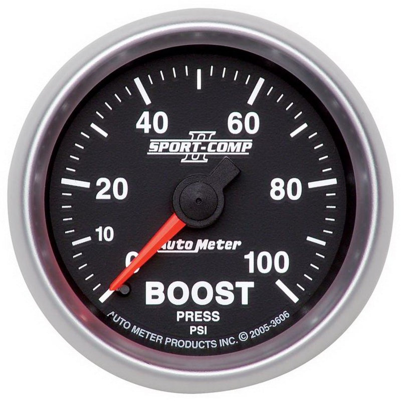 Autometer Gauge, Boost, 2 1/16", 100Psi, Mechanical, Sport-Comp II 3606 Photo - Primary