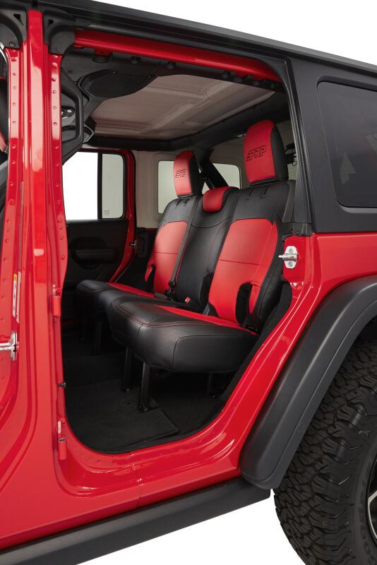 PRP Seats PRP 2018+ Jeep Wrangler JLU/4 door Rear Bench Cover with Leather Interior - Black/Red B044-05 B044-05 Photo - Close Up