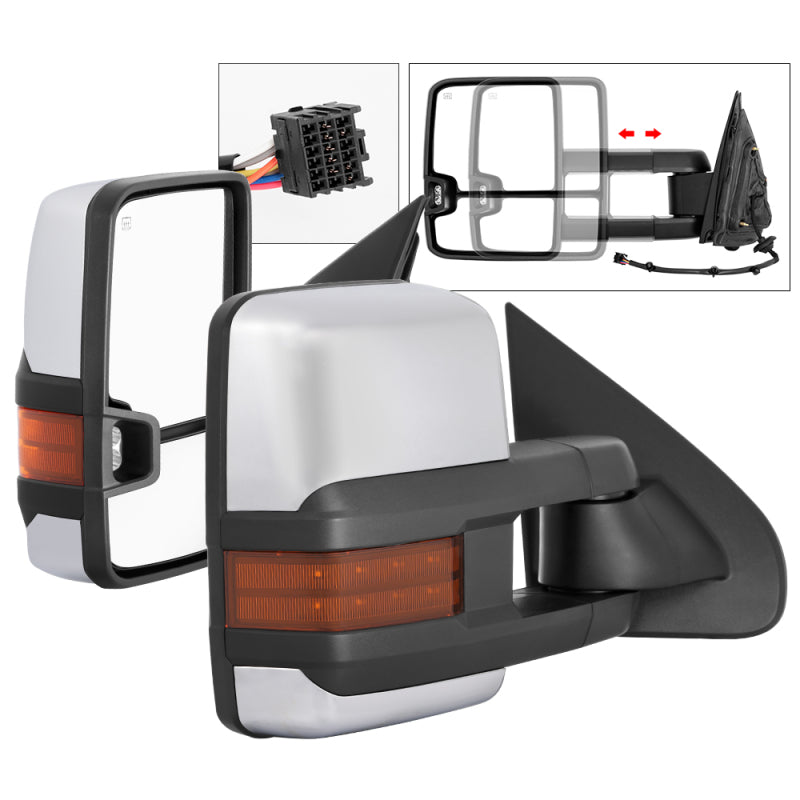 SPYDER xTune Chevy Silverado 14-16 Heated Amber LED Signal Mirror Chrome MIR-CSIL14S-G3C-PWH-AM-SET 9936777 9936777 Photo - Primary