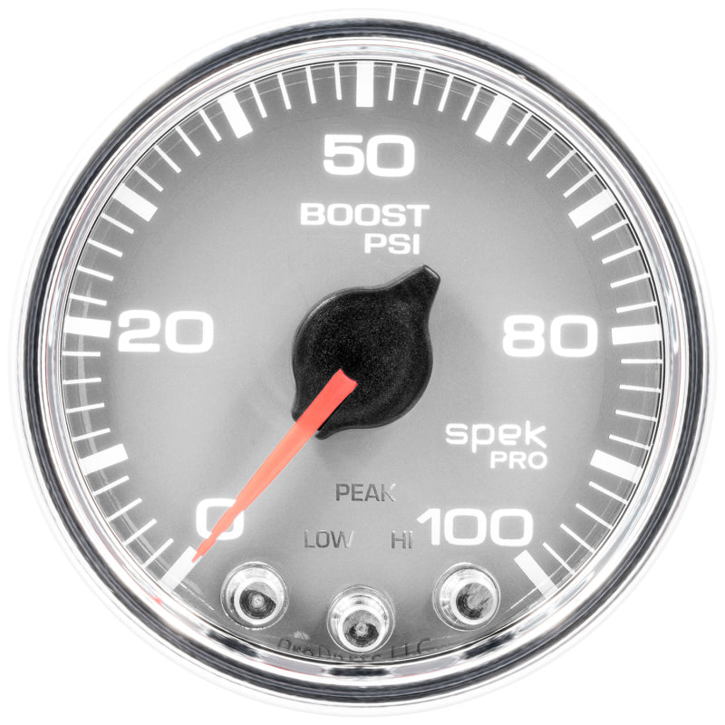 Autometer Spek-Pro Gauge Boost 2 1/16in 100psi Stepper Motor W/Peak & Warn Slvr/Chrm P30521 P30521 User 2